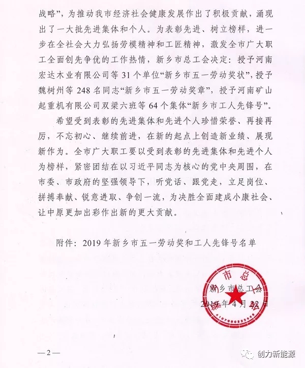 創(chuàng )力新能源五一勞動(dòng)獎?wù)芦@得者